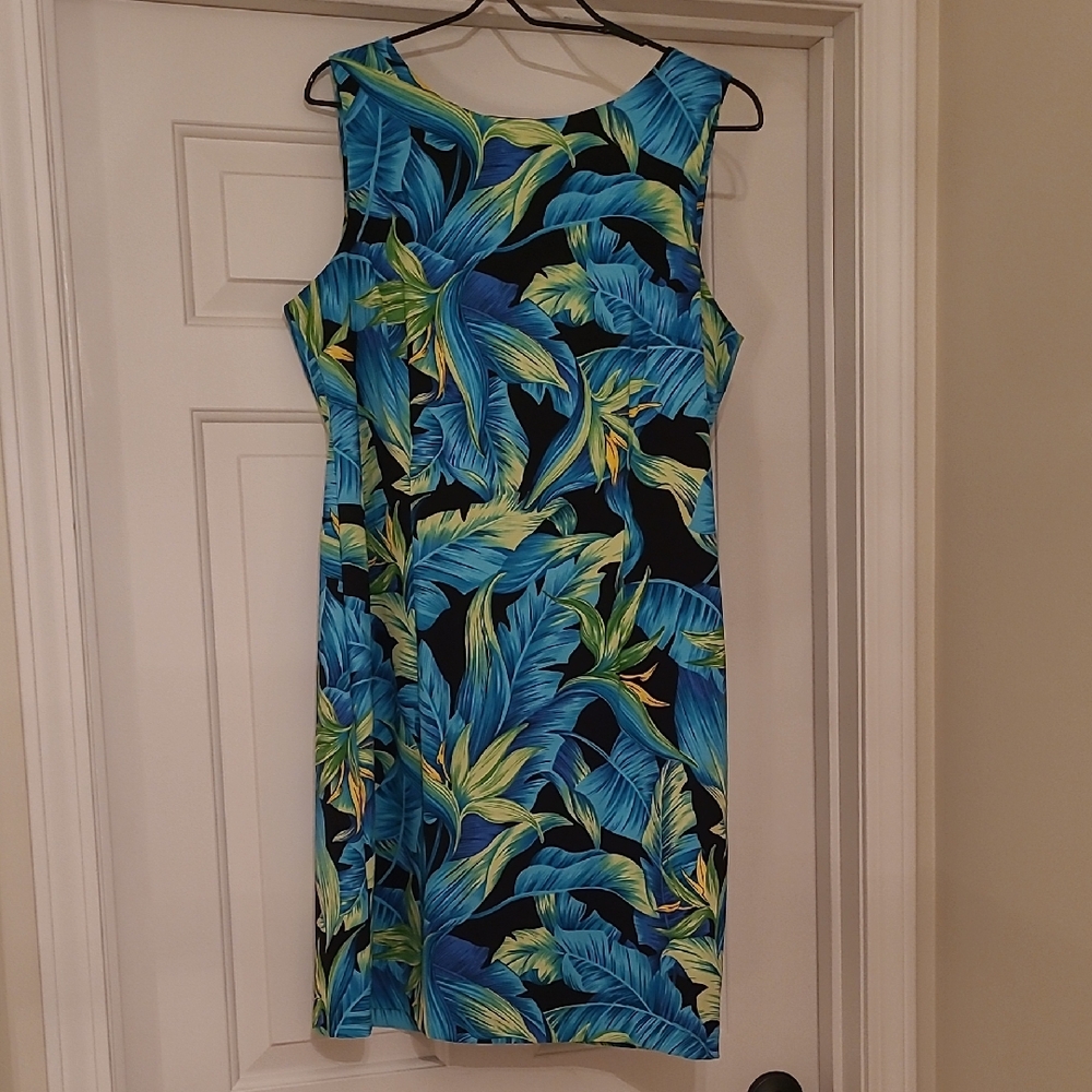 AGB Tropical Leaf Sheath Dress 14